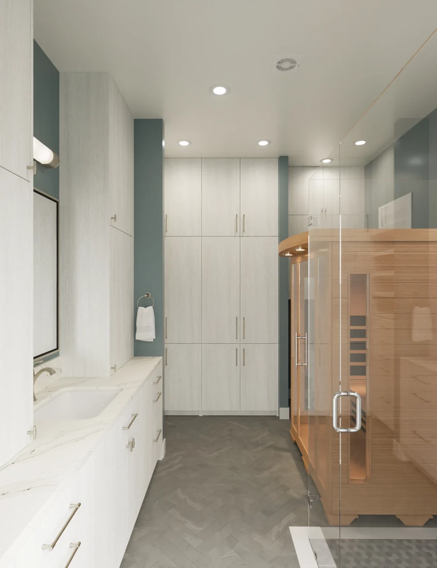 3D rendering of the finished primary bath
